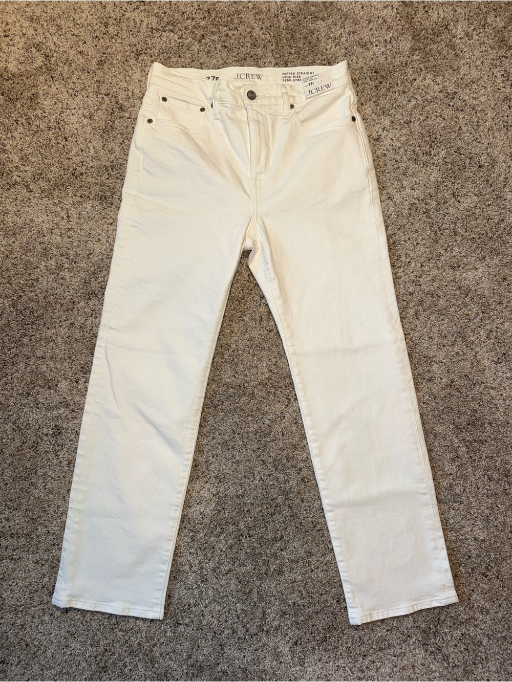 J Crew Nipped Straight High Rise Jeans 27P Petite Semi Stretch